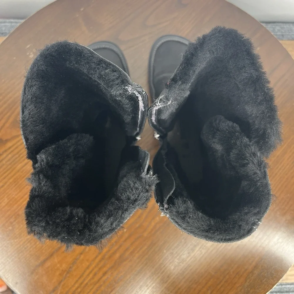 Birkenstock Woodbury Boots Women's 37/ 6 Black Suede Shearling Lined Buckle Warm - Picture 12 of 16